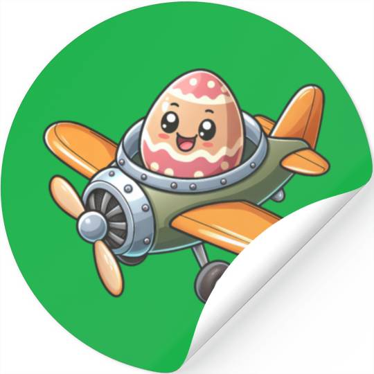 Easter Egg Airplane Pilot Design Stickers