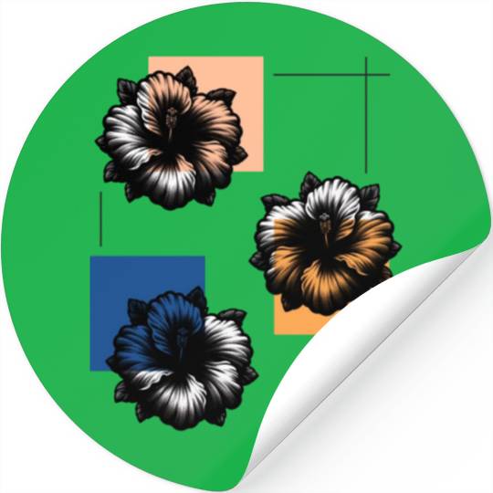 Abstract Risograph hibiscus Stickers