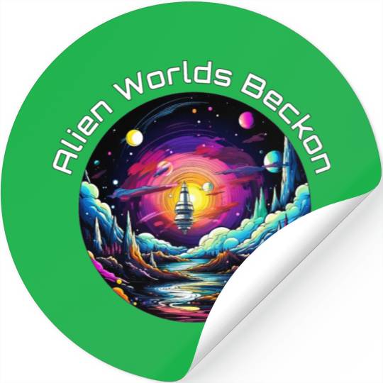 Alien Worlds Beckon Stickers