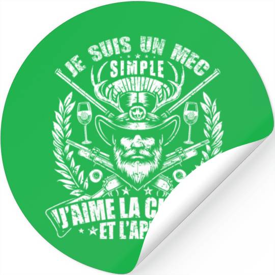 J'aime La Chasse et L'apéro Idée Originale Humour Stickers