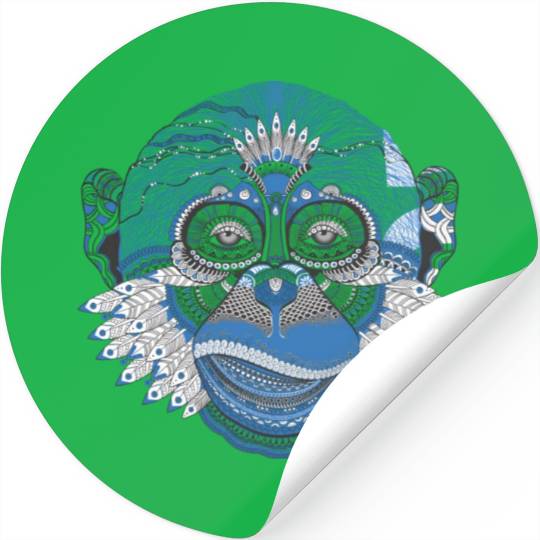 Monkey Mandala Art Stickers
