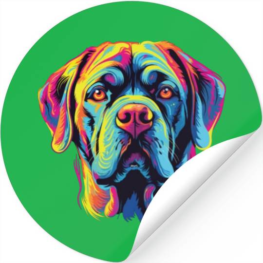 Watercolor Colorful Mastiff Stickers