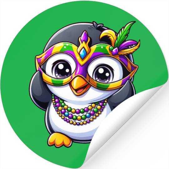 Mardi Gras Penguin Party Stickers
