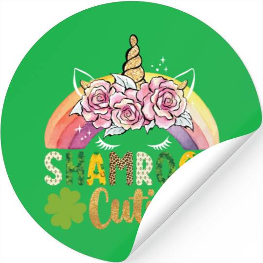 Shamrock Cutie Unicorn Rainbow St Patricks Day Stickers