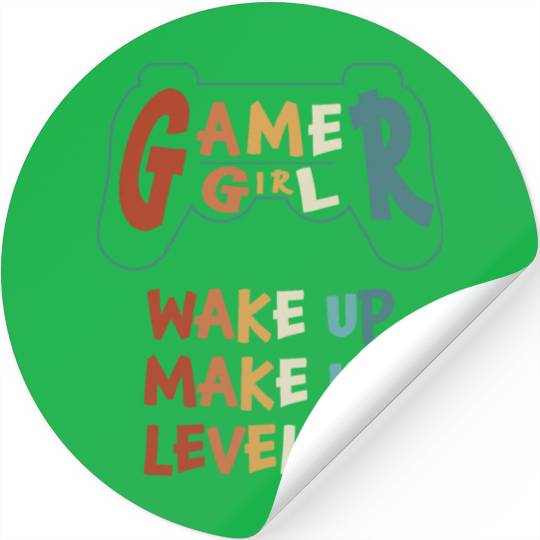 Gamer Girl Wake Up Make Up Level Up Stickers