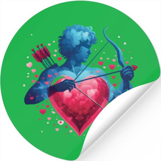 Valentine's Day: Cupid with a love arrow and heart Stickers