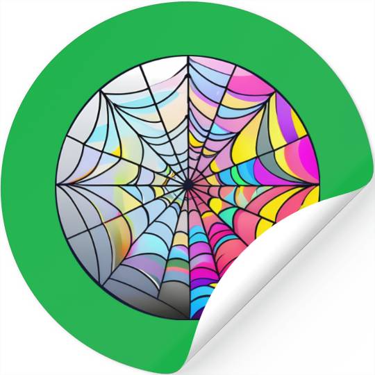 colorful spider web stained glass Stickers