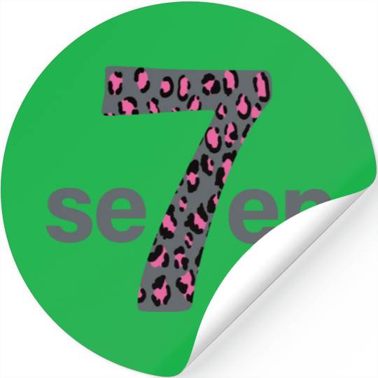 Seven in pink animal print Stickers