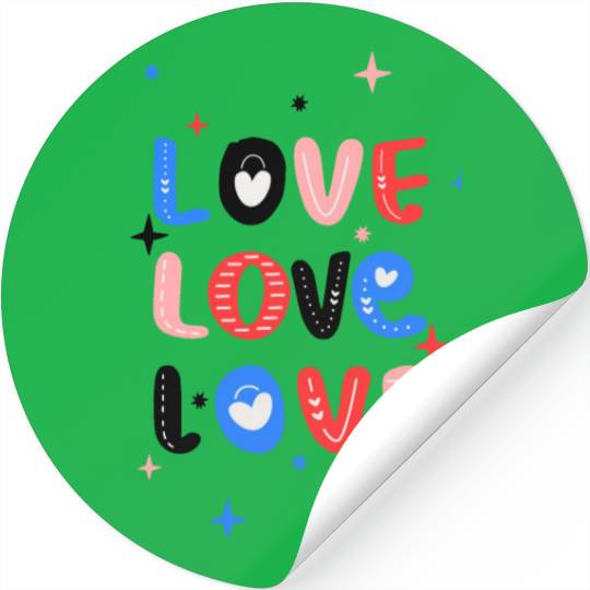 White Red Pink Light Blue Black Bold Valentine Stickers