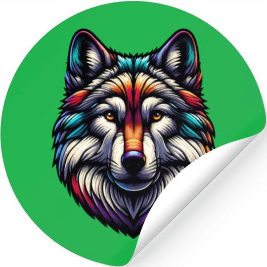 Vivid Abstract Wolf Stickers