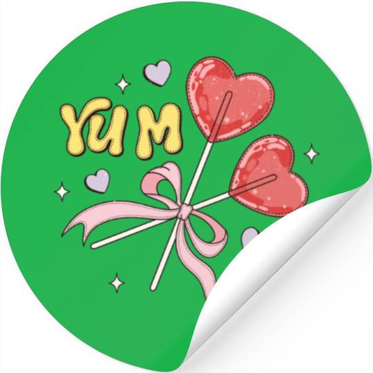 Valentine's Day Heart Lollipop Stickers