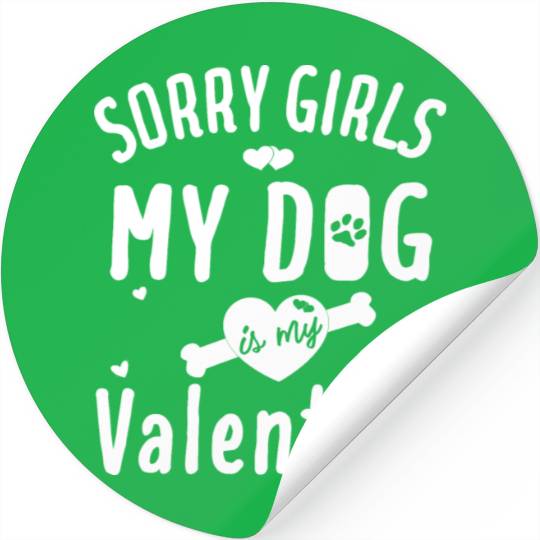 sorry girls my dog is my valentine Stickers