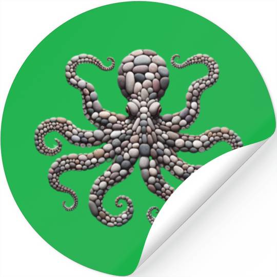 Tentacle Embrace - Octopus Pebble Mosaic Stickers
