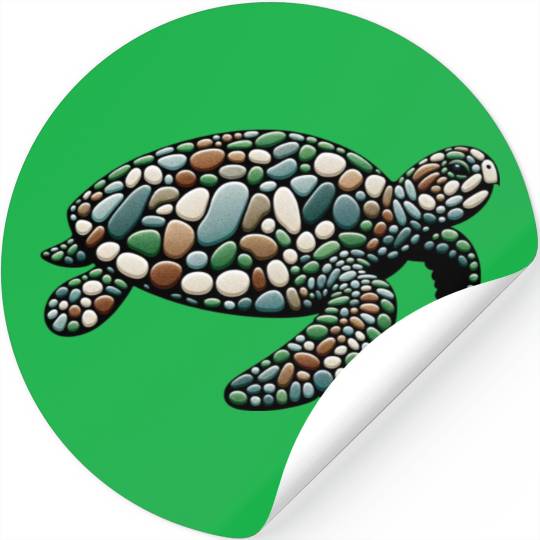 Serenity Swim - Stone Mosaic Sea Turtle Stickers