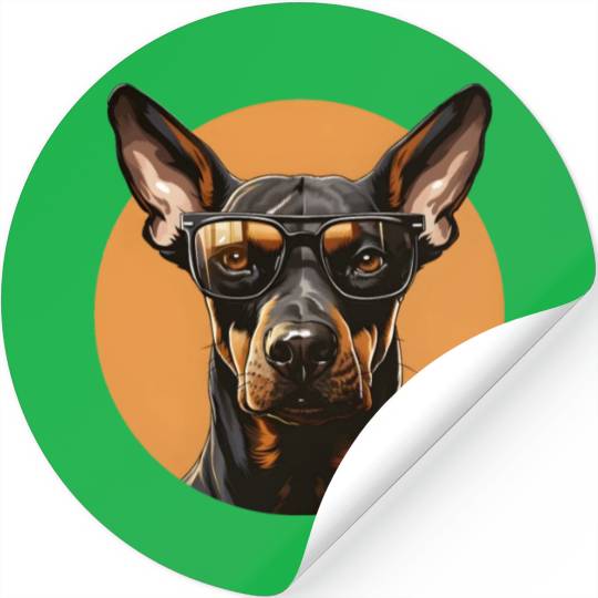 Doberman natural ears Stickers