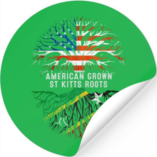 American Grown St Kitts Roots Tree Saint Kitts Fla Stickers