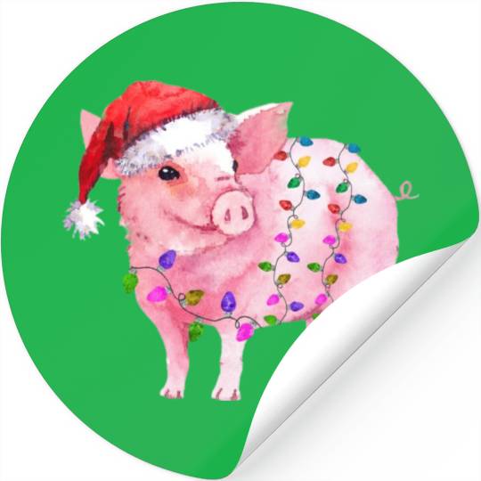 Pig Christmas Light Stickers