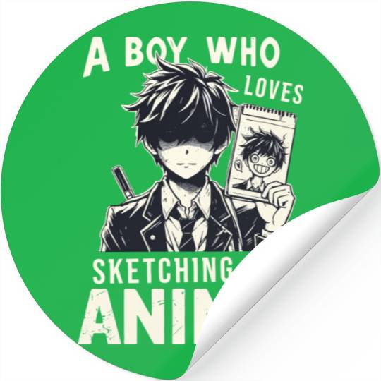 A Boy Who Loves Sketching And Anime Japanese Manga Stickers