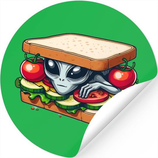 Alien Hiding in a Sandwich Stickers