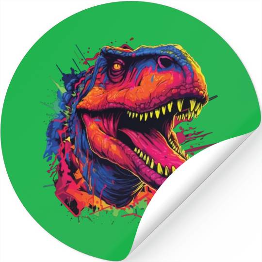 Watercolor Colorful T-rex Colorful Animals Stickers