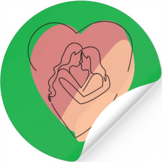 Lesbian Couple in Heart Stickers
