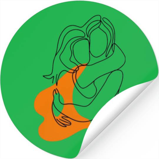 Lesbian Couple Minimalist Line Art Stickers