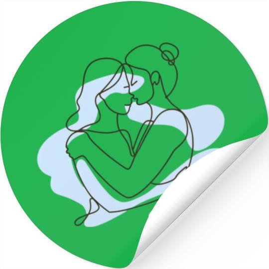 Abstract Line Art Lesbian Couple Stickers