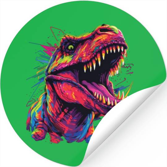 Watercolor Colorful T-rex Colorful Animals Stickers