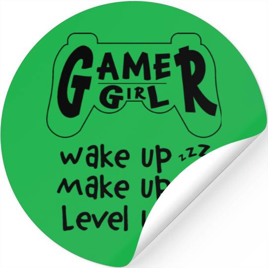 Gamer Girl Wake Up Make Up Level Up Stickers