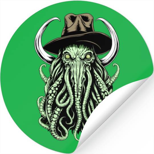 Bizarre Fusion: Cowboy Hatting Cow Cthulhu Stickers