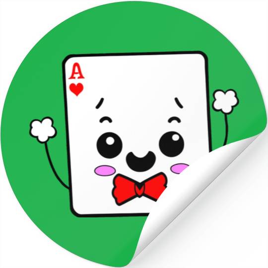 Kawaii Ace of Hearts Playing Card Stickers