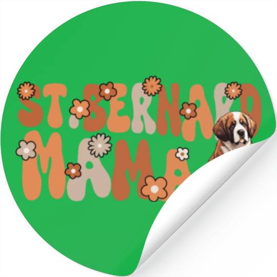 Saint Bernard Groovy St. Bernard Mama Stickers