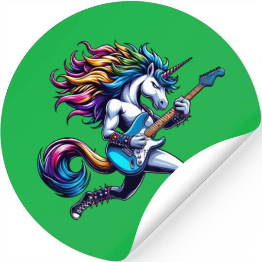 Unicorn Rock and Roll Bass & Guitar Stickers