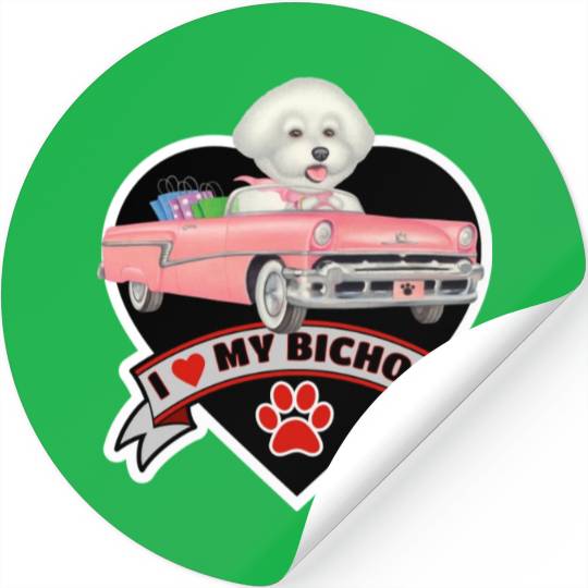 A cute I love my Bichon Frise Dog Stickers