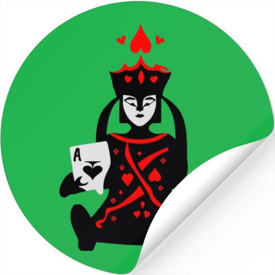 Queen of Hearts Holds Ace of Spades Vector 3 Color Stickers