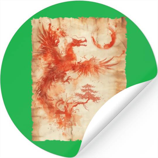 Fantasy Papyrus Scroll Japanese Art Silhouette Stickers