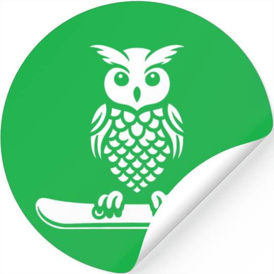 Minimalist Design: Owl Snowboarder Silhouette Stickers