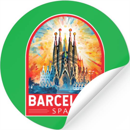 Barcelona Spain Travel Art Emblem Stickers