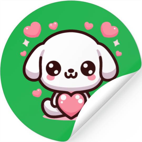 Cute Puppy Dog Heart Valentin Day Stickers
