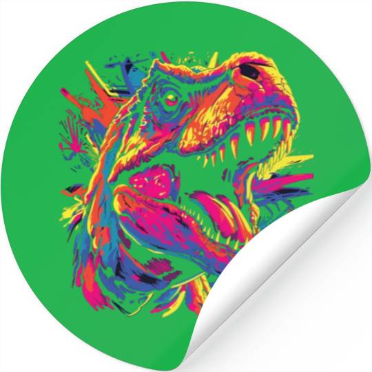 Watercolor Colorful T-rex Colorful Animals Stickers