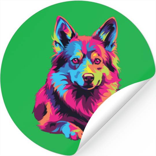 Watercolor Colorful Swedish Vallhund Stickers