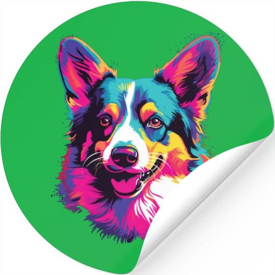 Watercolor Colorful Cardigan Welsh Corgi Stickers
