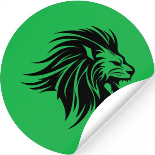 Waving Mane Lion Head Tattoo Ink Style Stickers