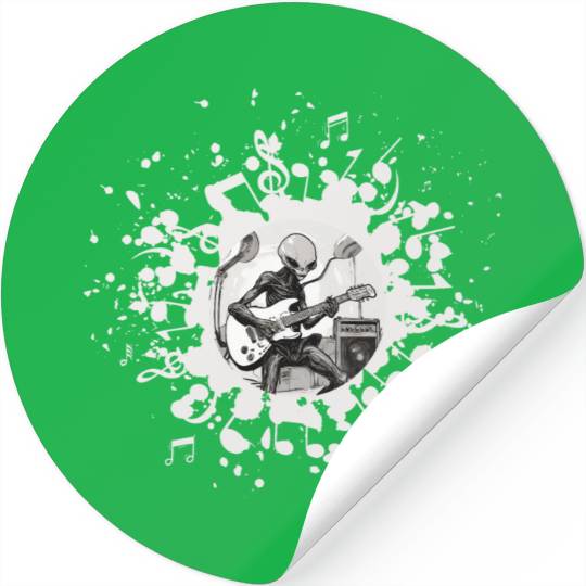 Alien Playing Guitar Stickers