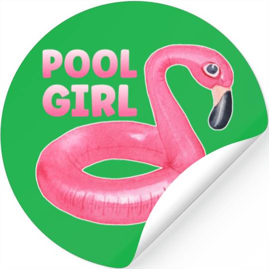 Pool Girl Flamingo Floatie Swimming Pool Stickers