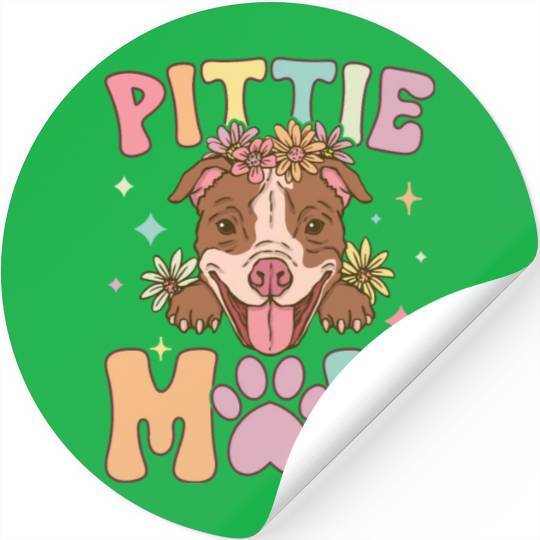 Groovy Pitbull Mom Female Dog Lover Stickers