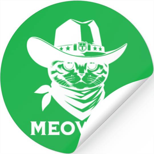 Cute Meowdy Cat Cowboy Pun Stickers