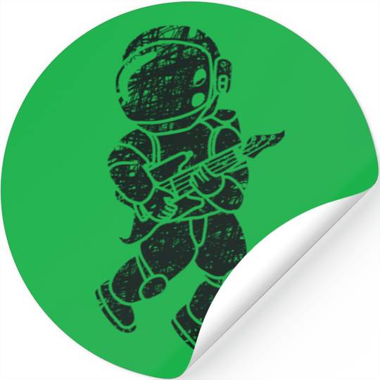 an astronauts playing guitar Stickers