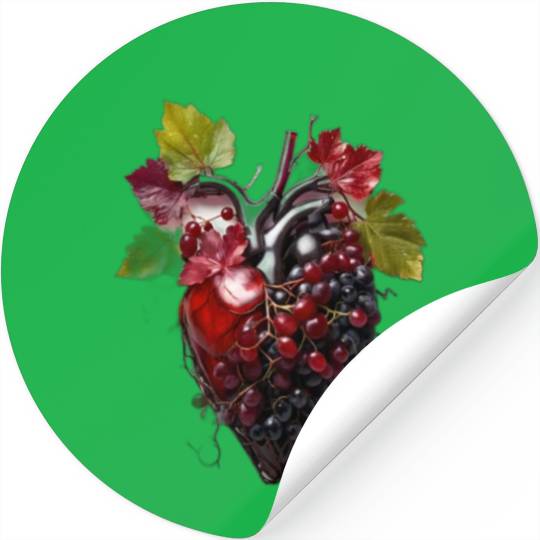 Default Human heart made with wine and red grape Stickers