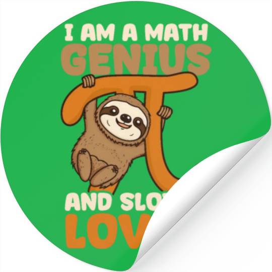 Pi Day Math Genius And Maths Lover Sloth Stickers